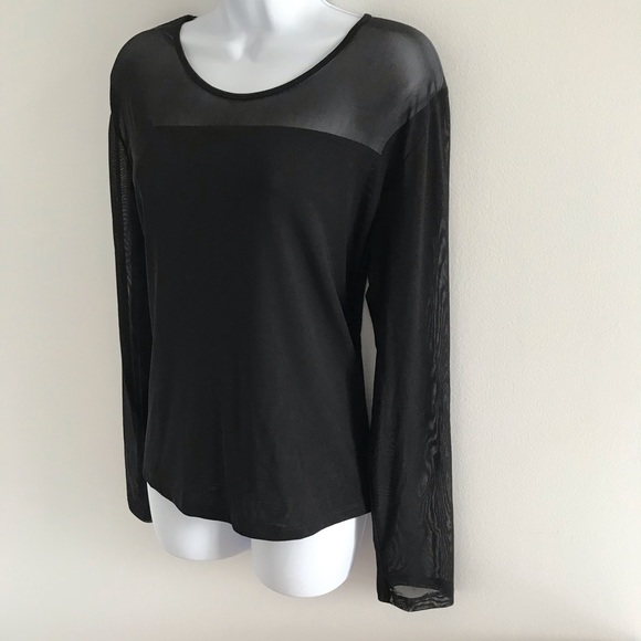 NWOT Red Coral Black Sheer Décolleté and Long Sleeves Blouse Top Plus Size - Picture 6 of 16